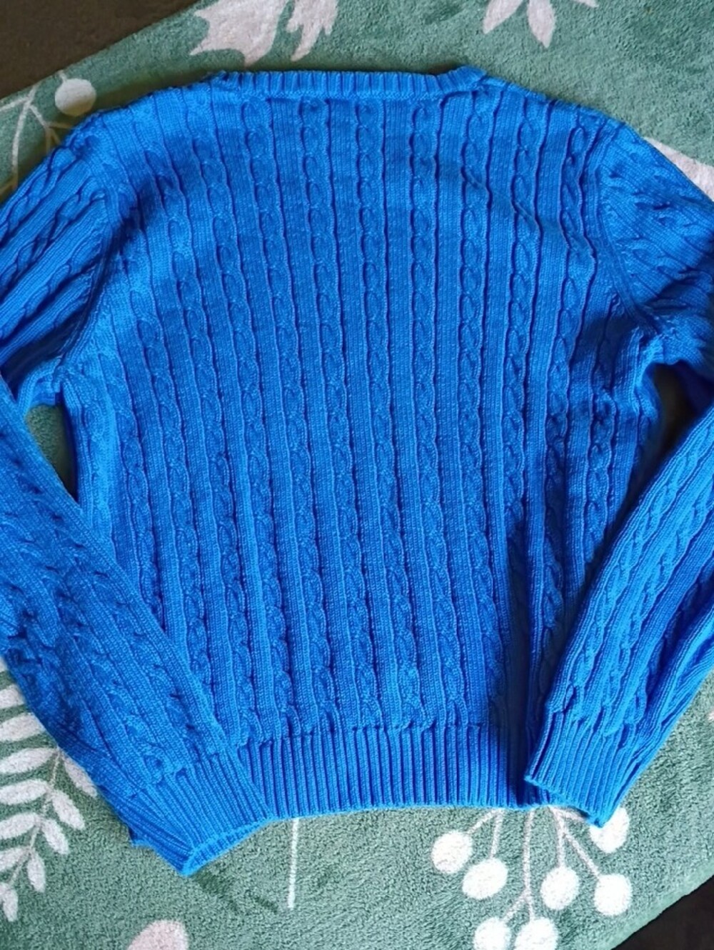 Ralph Lauren Bright Blue Cable Knit Crewneck Sweater - Picture 6 of 6